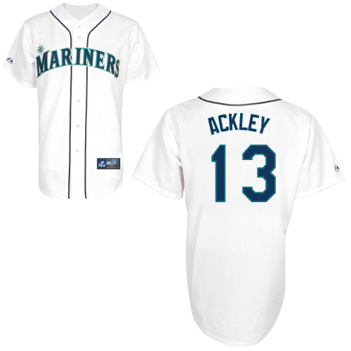 Dustin Ackley #13 Youth Baseball Jersey-Seattle Mariners Authentic Home White Cool Base MLB Jersey